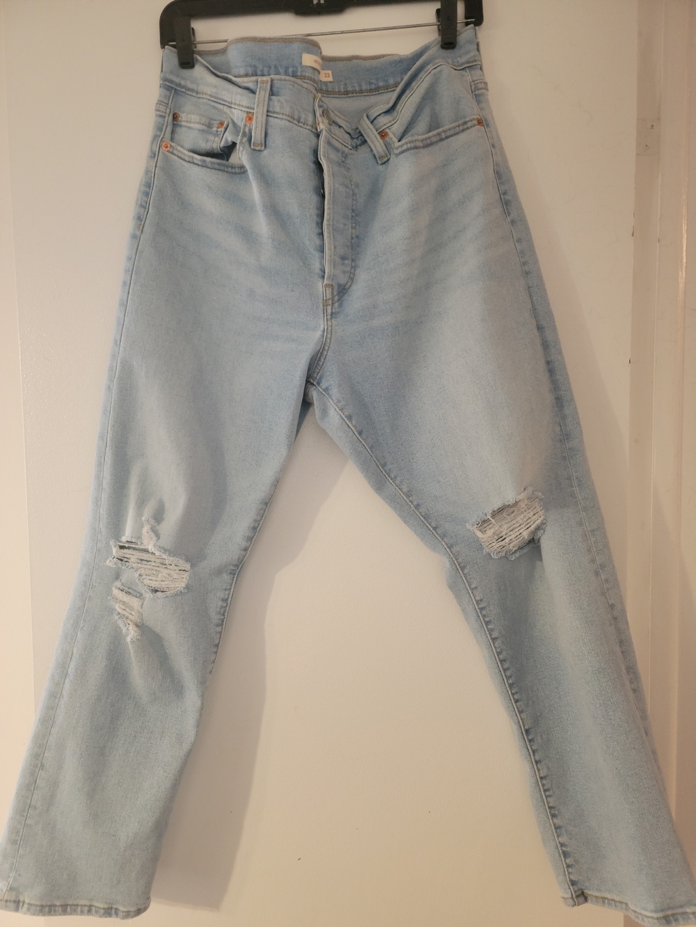 Levi's Light Blue Distressed Wedgie Straight-Leg Jeans